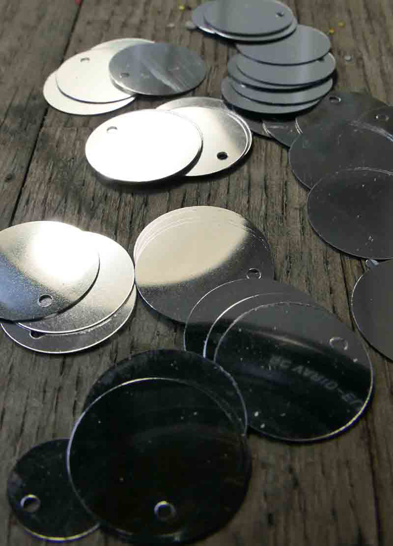 Silver Sequins for Windows in Stumpwork Buildings