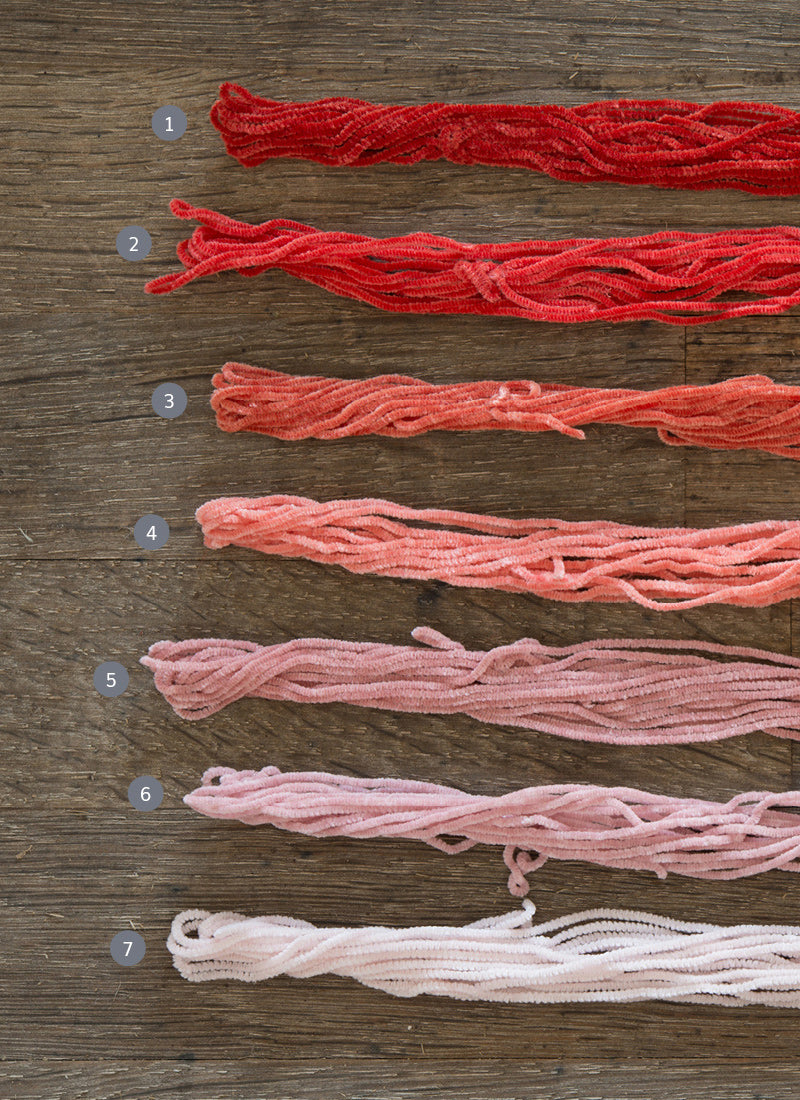 Ultra-fine 100% Silk Chenille - Pink and Red