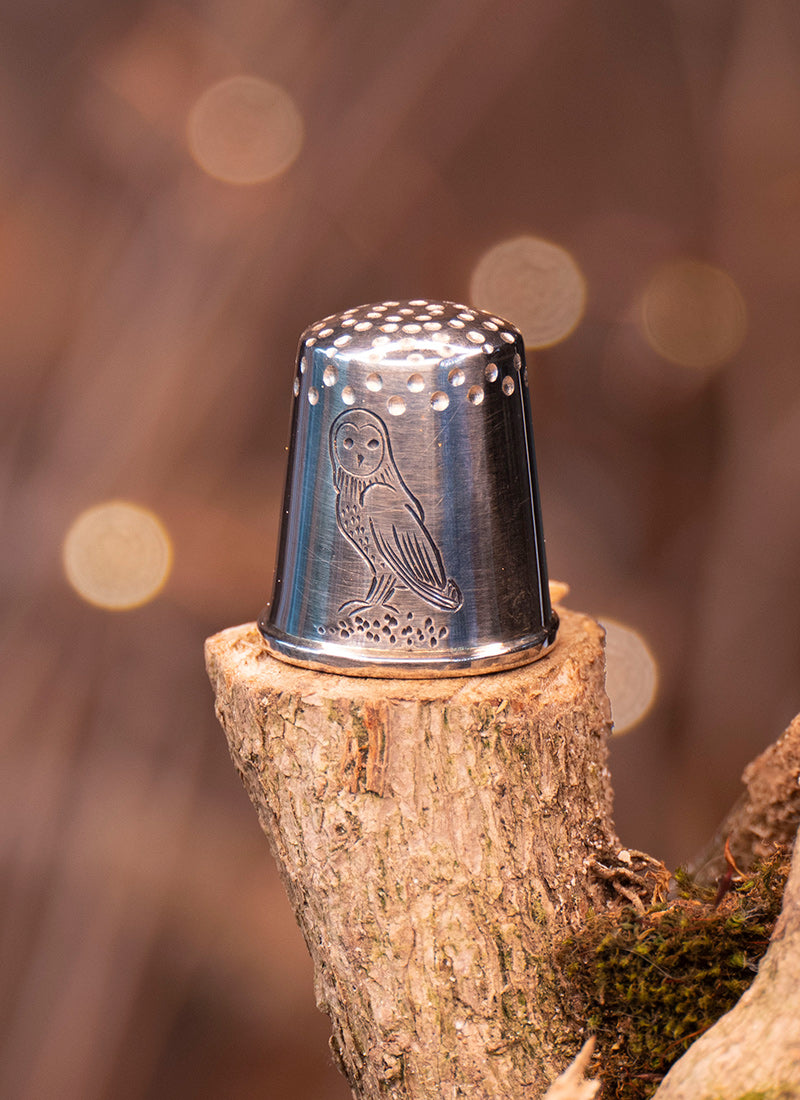 Engraved Silver Thimble for the Parham Owl Étui