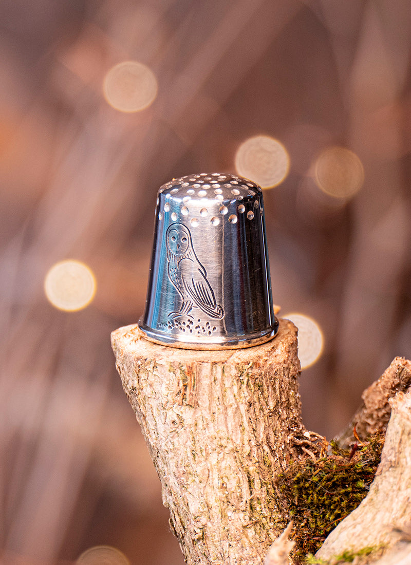 Engraved Silver Thimble for the Parham Owl Étui