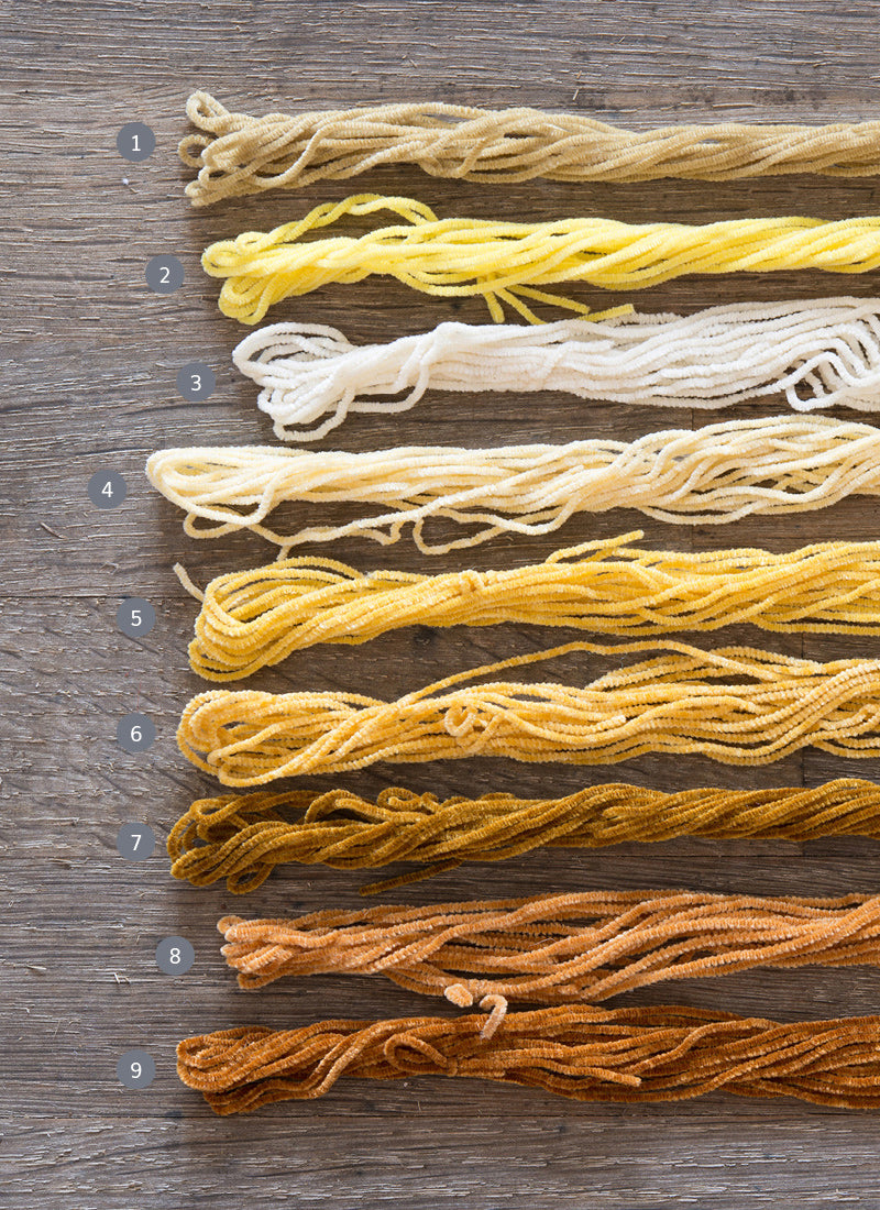 Ultra-fine 100% Silk Chenille - Yellow and Brown
