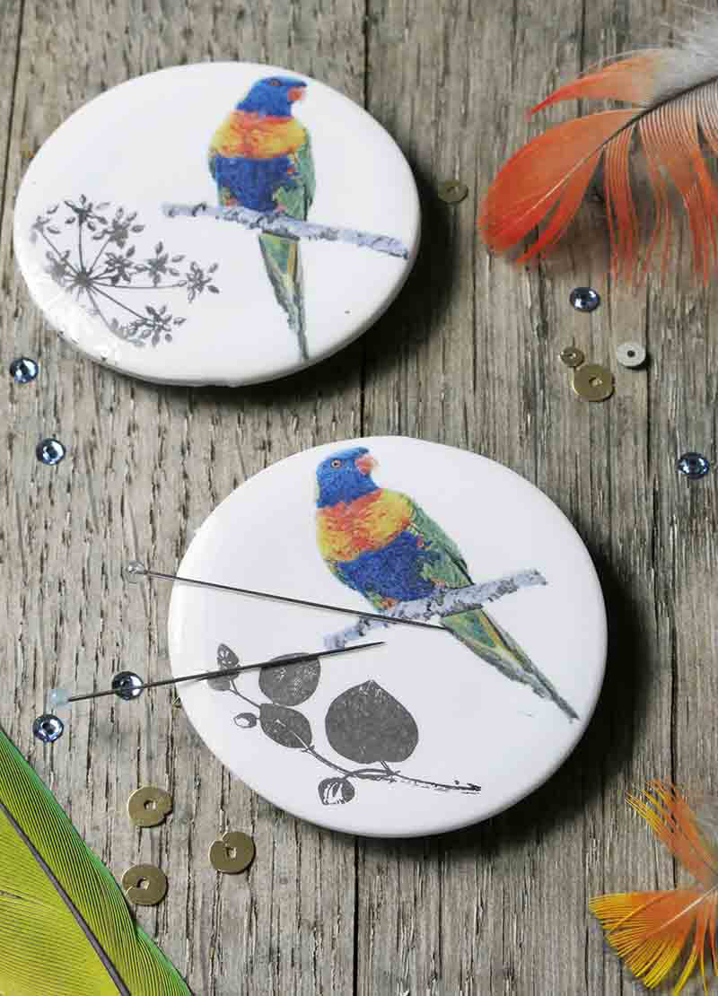Ceramic Needle Minders with Australian Bird Designs