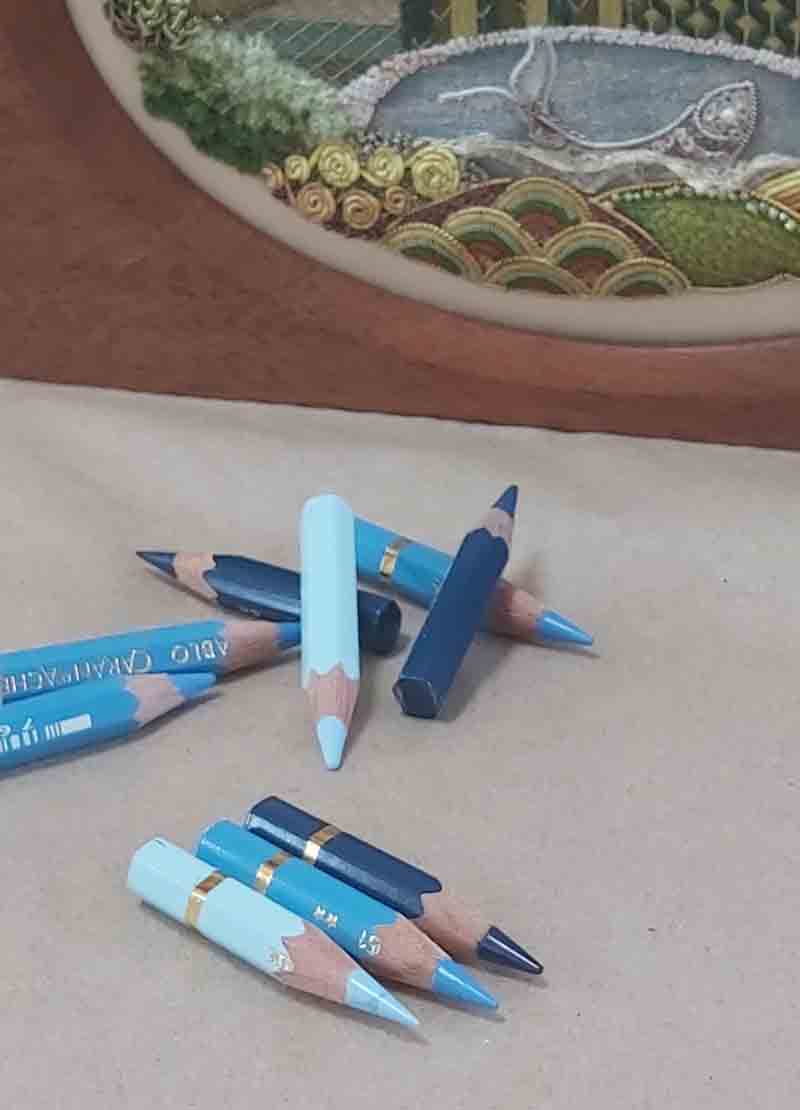 Set of Mini Pencil Crayons for Hampton Court Sampler Design