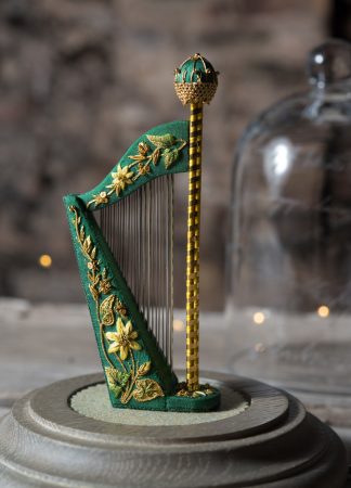 The Wordsworth Harp Needlecase with gold metal embroidery, by Jenny Adin-Christie