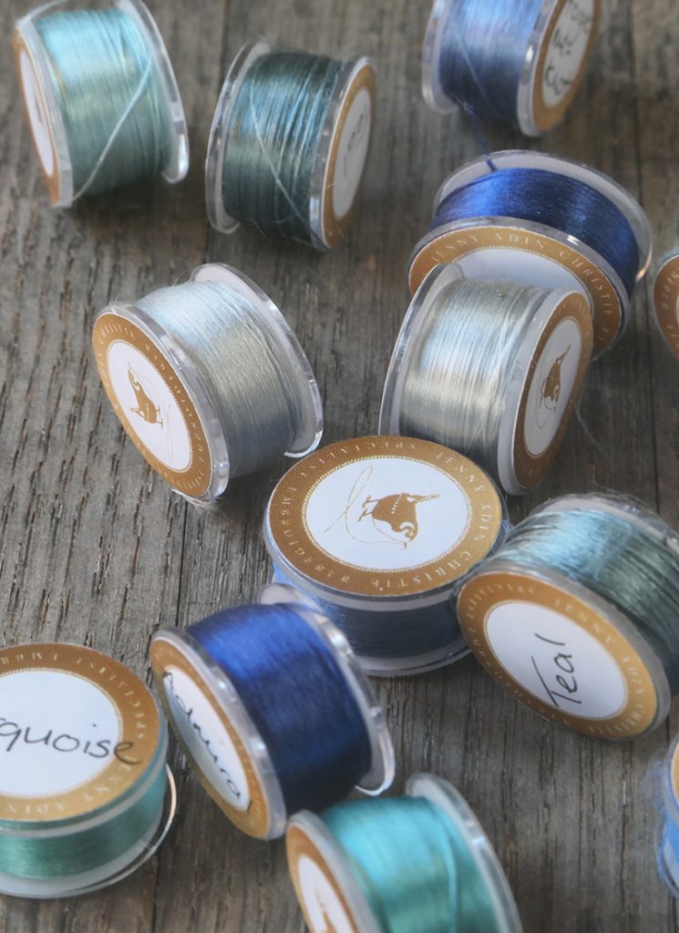 Fine Silk Floss Blue Tones Jenny AdinChristie Specialist Embroiderer